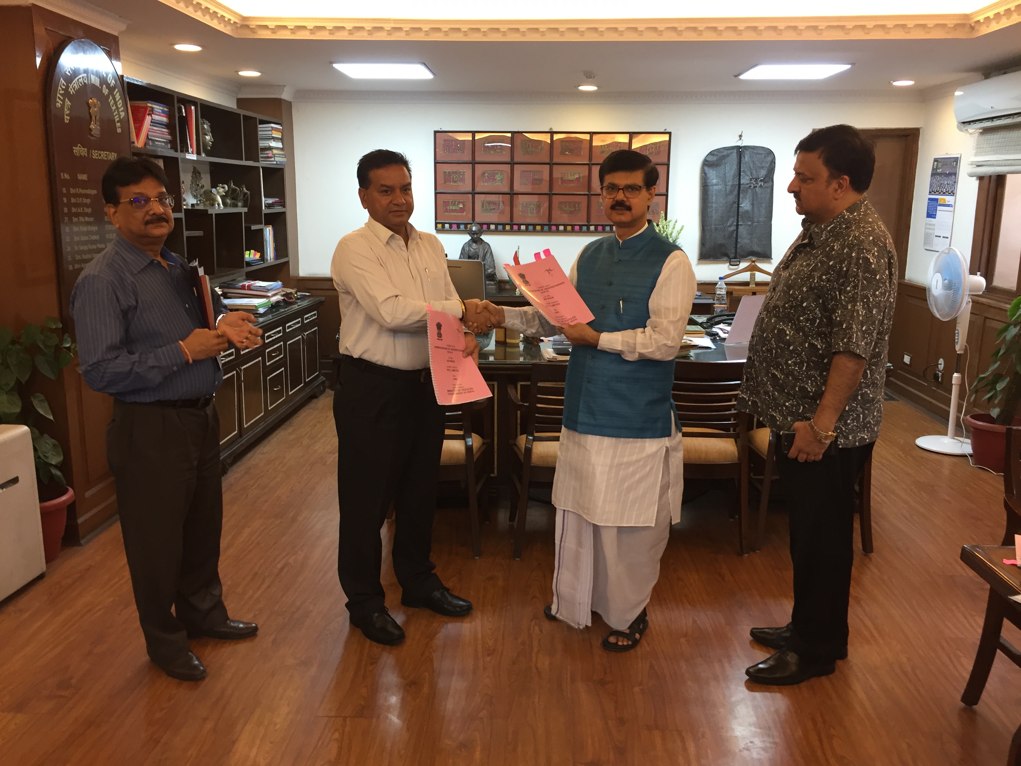National Textile Corporation  signed Memorandum of Understanding 2018-19 with Ministry of Textiles.  The MoU was signed by Shri Anant Kumar Singh, IAS, Secretary (Textiles), Government of India and Shri Sanjay Rastogi, IAS, CMD, NTC Ltd. on 25.06.2018 in the presence of senior officials of the Ministry of Textiles and NTC Ltd. in New Delhi.
